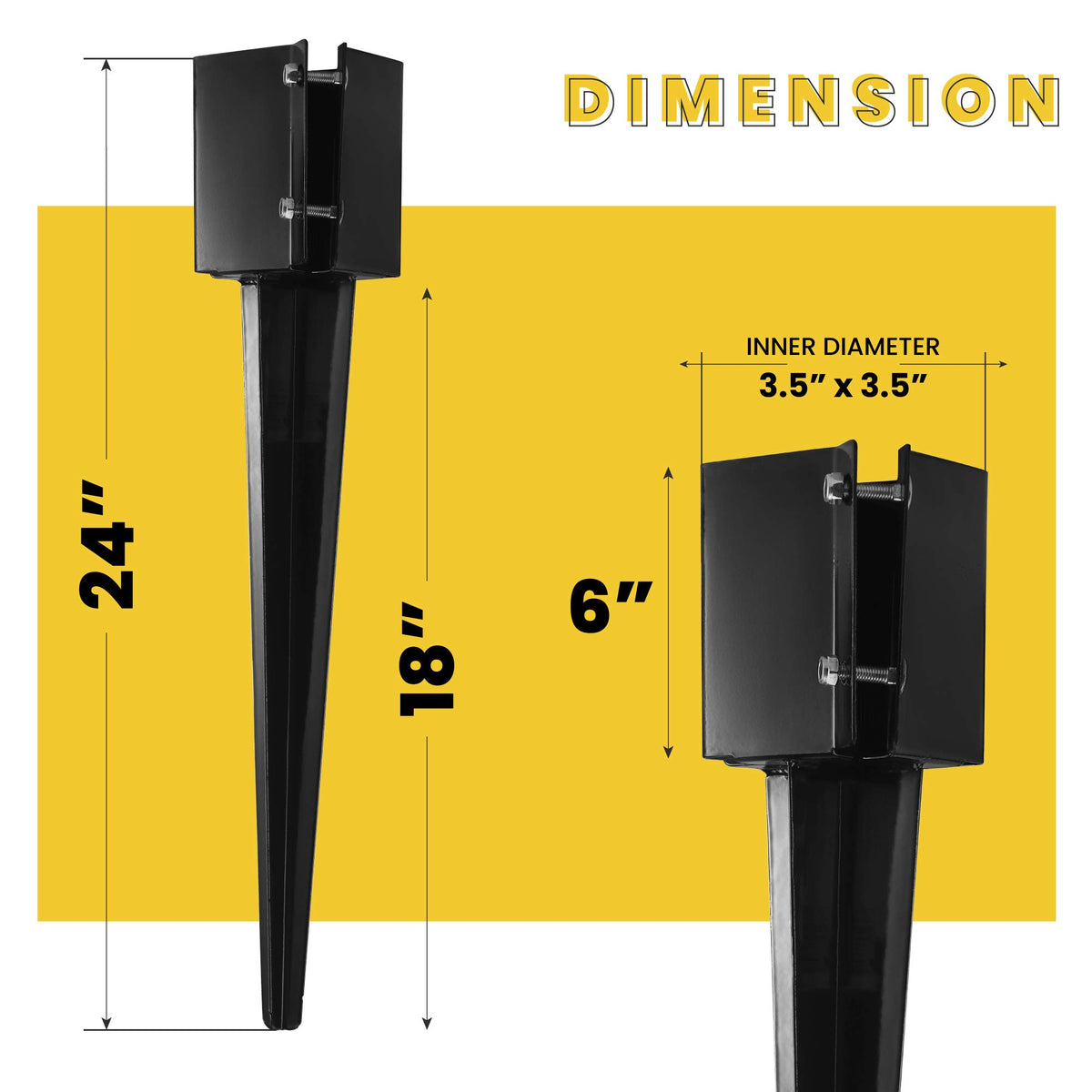 CRIZTA 4x4 post anchor with metal black coating resists weather.