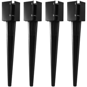CRIZTA post anchor ground spike 24in securing a 4x4 wooden post.