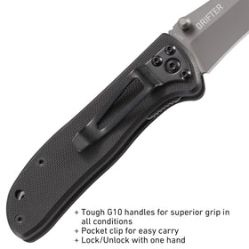 CRKT Drifter thumb stud enables fast one-handed opening.