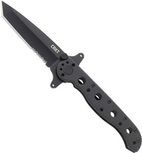 CRKT M16-10KSF blade close-up highlighting triple-point serrations for tough materials