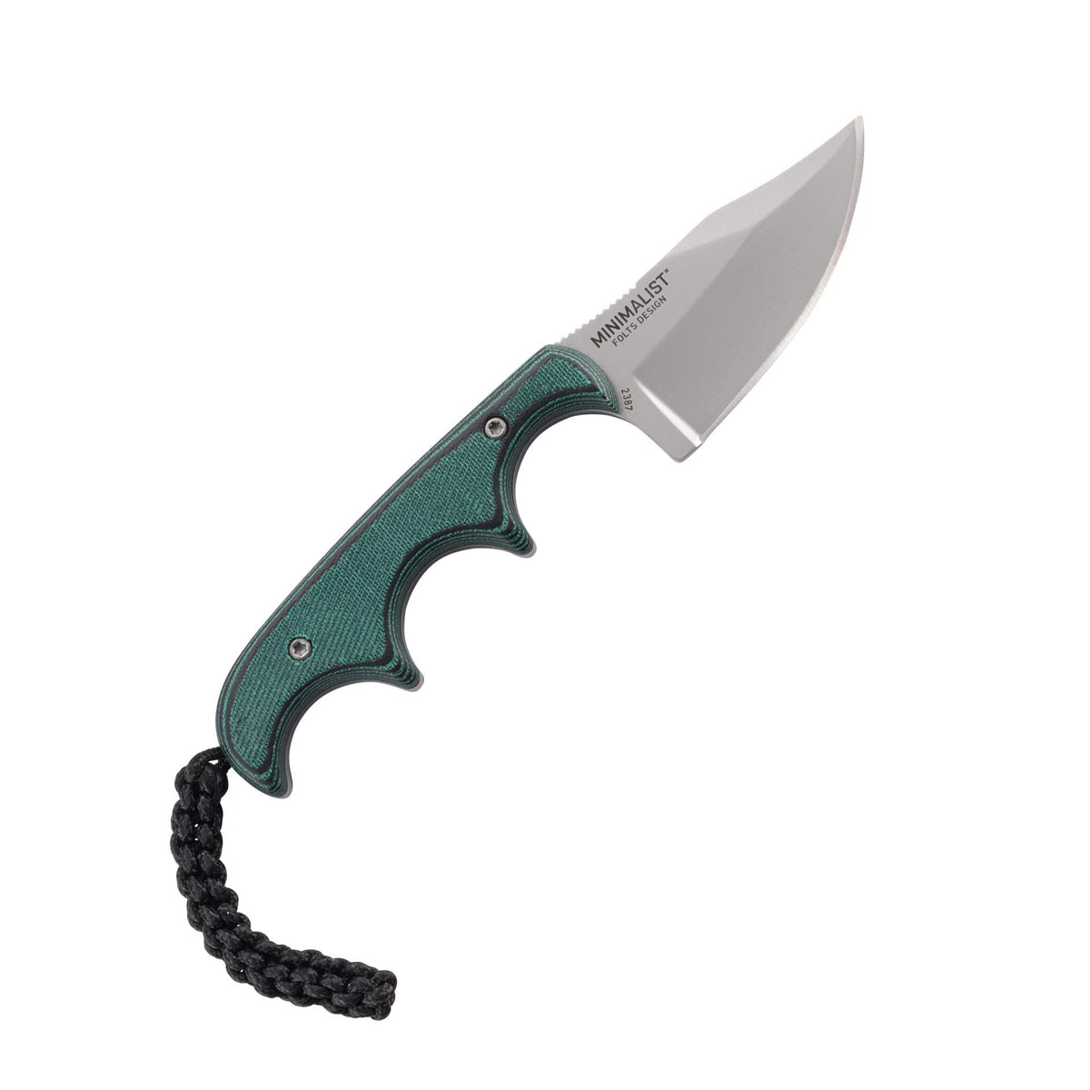 CRKT Minimalist Bowie handle in Micarta offers comfortable grip for outdoor tasks.