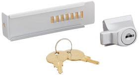 CRL TDK7AKA stick-on lock in aluminum finish secures glass displays with no-drill installation.