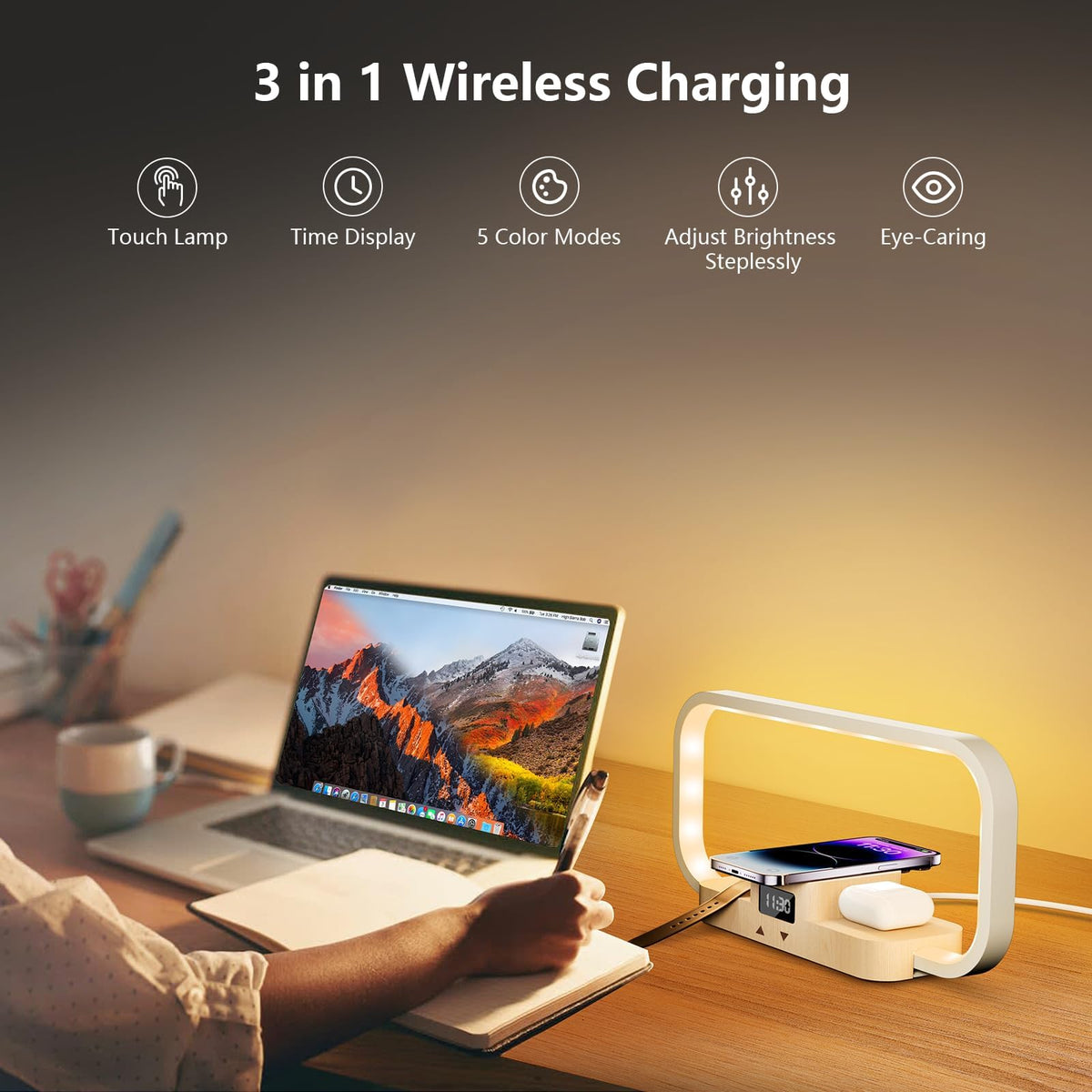 CRLL bedside lamp dimmable touch control for precise brightness