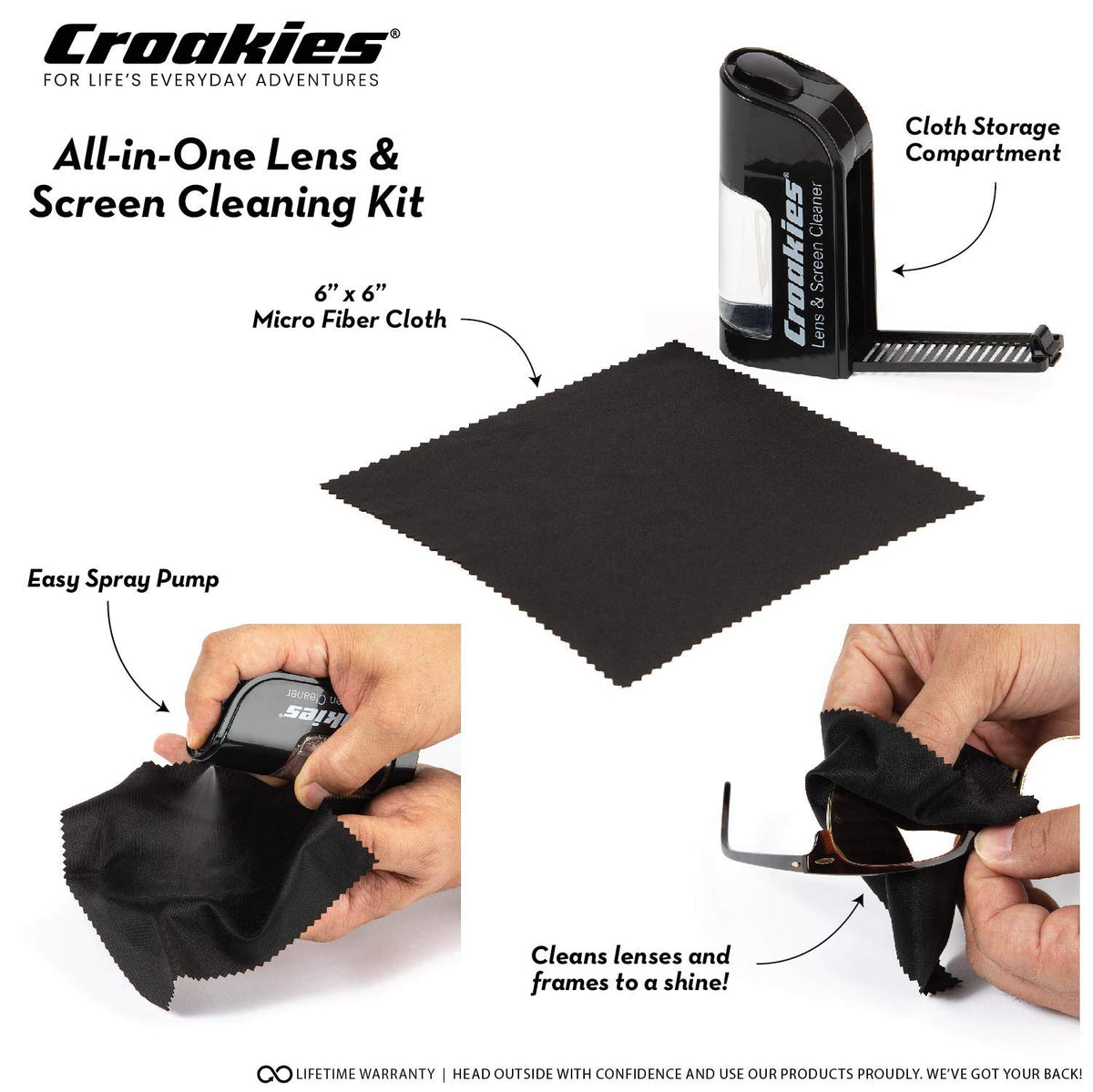 Croakies biodegradable cleaner for eco-friendly eyewear care
