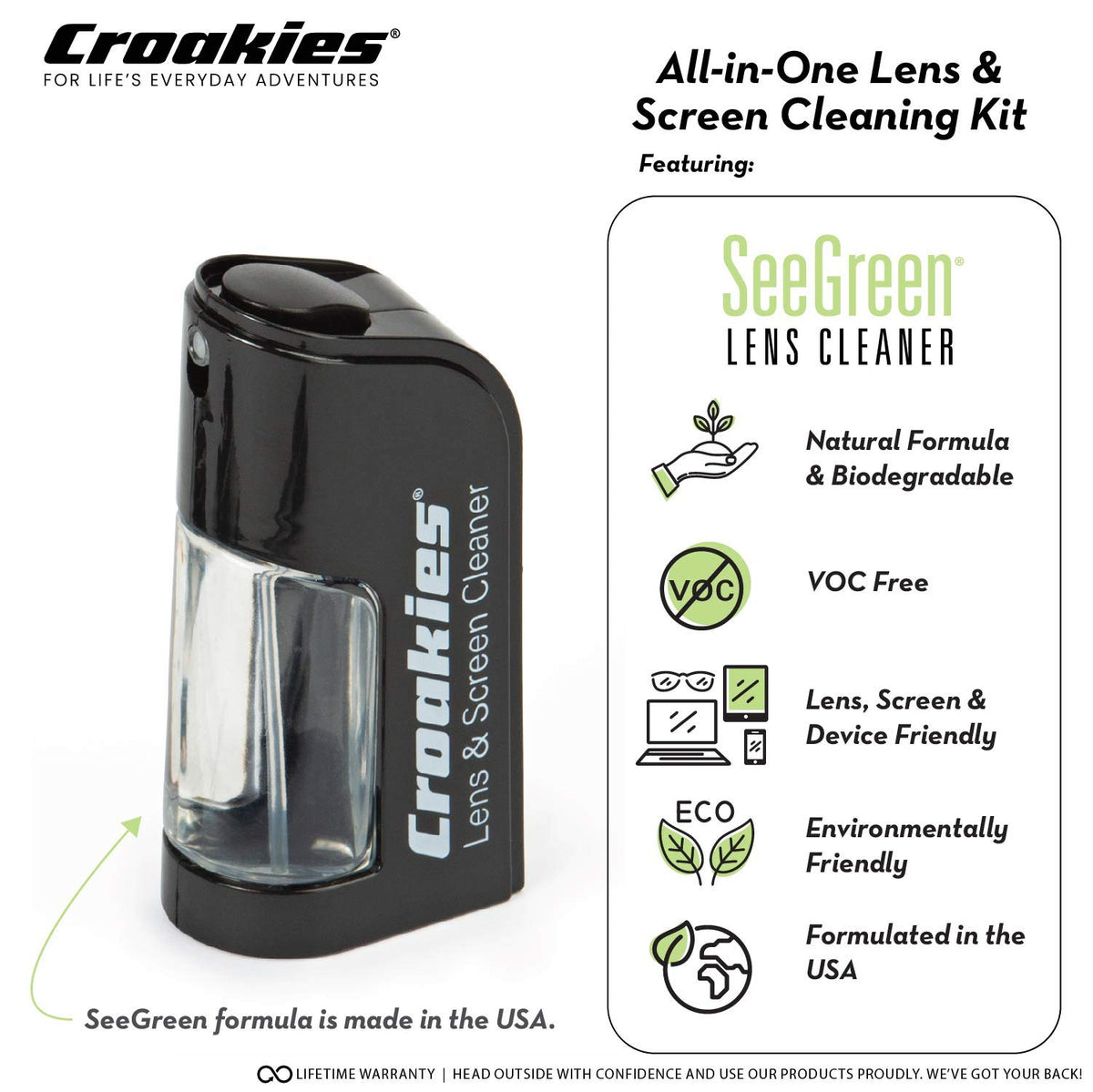 Croakies microfiber wipe 6x6 for lens polishing and coatings.