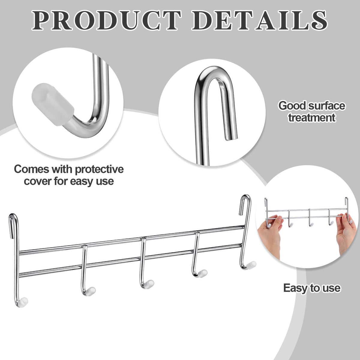 CroBlissful chrome plated steel hook bars provide sturdy support on shelves.
