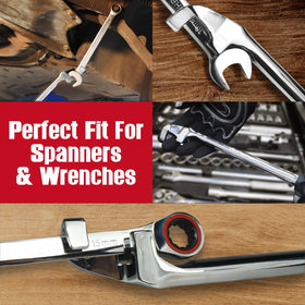 CROM 15-Inch Extender with common wrench demonstrates universal compatibility.