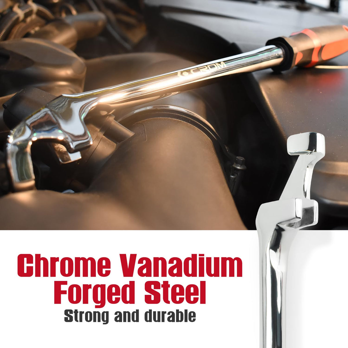 CROM 15-Inch Extender with polished finish for easy cleaning after use.