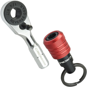 CROM EDC mini ratchet wrench extended length enhances grip in tight spots.