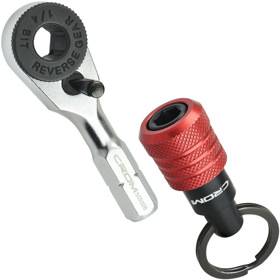 CROM EDC mini ratchet wrench extended length enhances grip in tight spots.