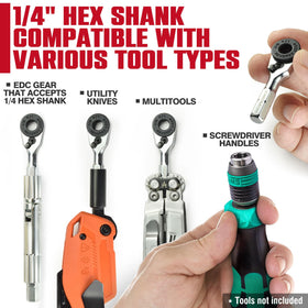 CROM EDC mini ratchet wrench pocket-ready design fits easily in a pocket.