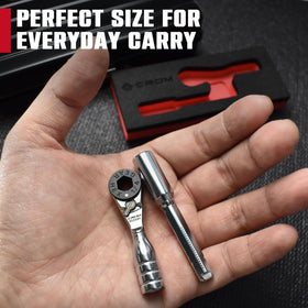 CROM mini ratchet 6-degree swing for tight access.