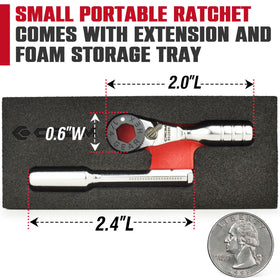 CROM mini ratchet extension 2-4 inch for quick reach.