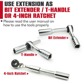 CROM mini ratchet T-handle mode supports versatile setups.