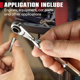 CROM mini ratchet thumb wheel speeds screw installation.