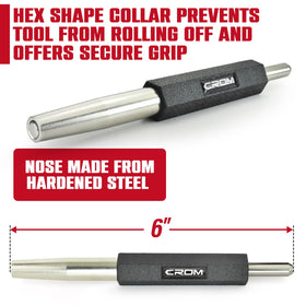 CROM Trim Nail Punch with durable-construction shows long-lasting jobsite reliability.