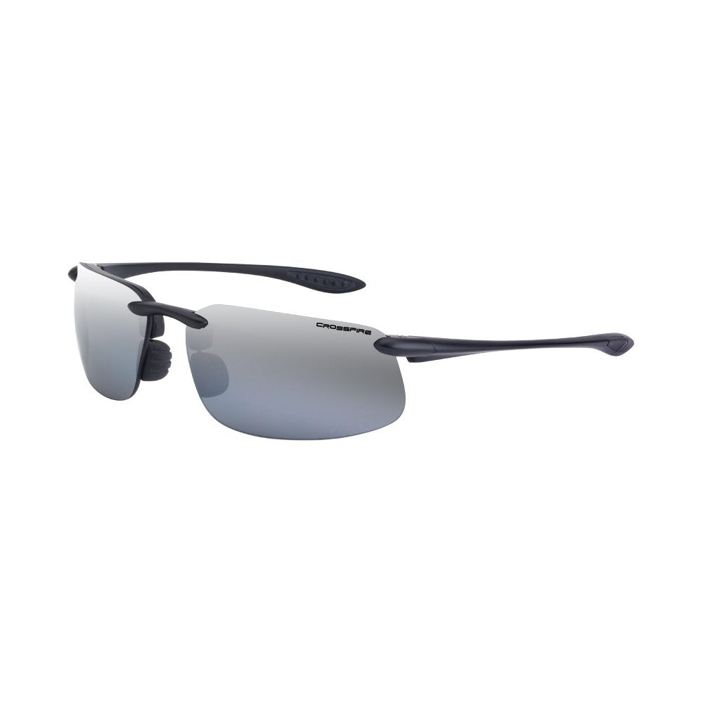 Crossfire ES4 safety glasses with silver mirror polarized lenses for glare reduction and all-day comfort.