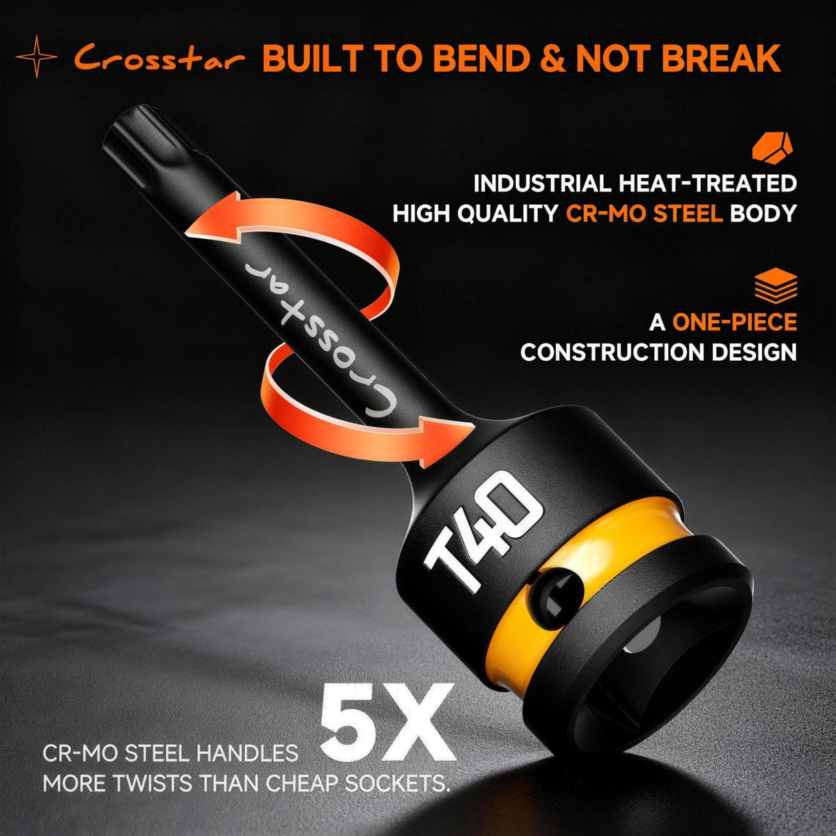 Crosstar corrosion-resistant socket surface protects against humidity and oil