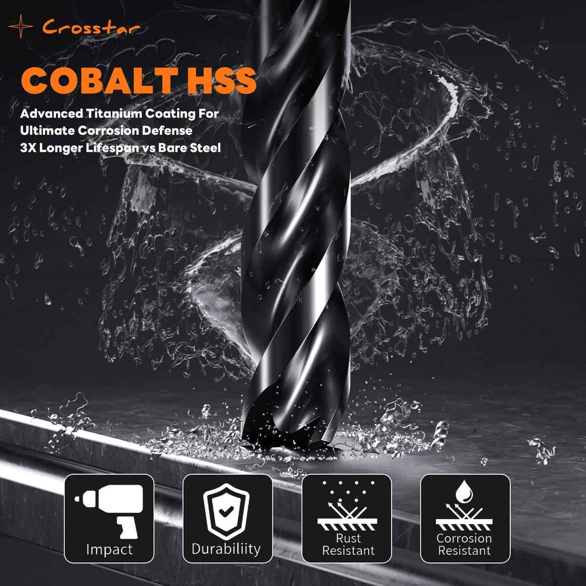 Crosstar M35 cobalt drill bit 3/32 in for compact metal holes
