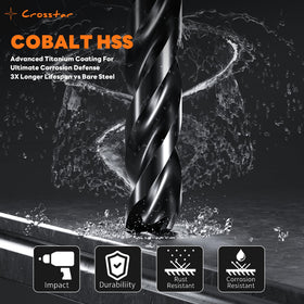 Crosstar M35 cobalt drill bit 3/32 in for compact metal holes