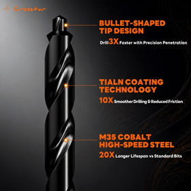 Bullet-point tip enables faster penetration and cleaner hole edges.
