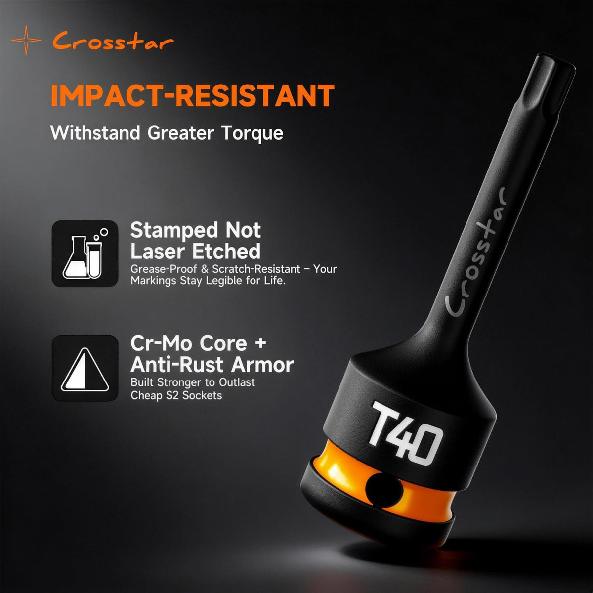 Crosstar T40 marking close-up highlights epoxy-filled indicators