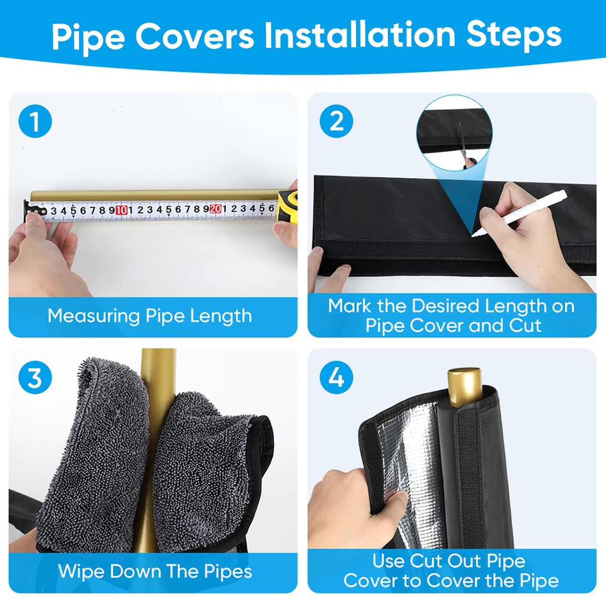 CrsaSwivo four adjustable nylon straps secure pipes under 11.8 inches.