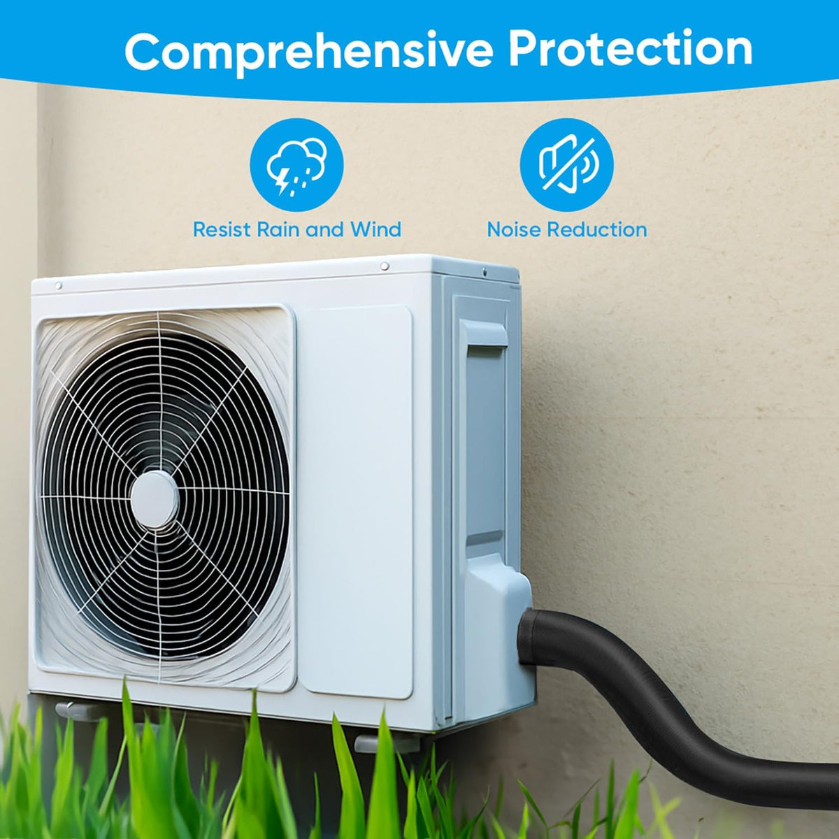 CrsaSwivo waterproof and moisture-proof cover protects outdoor HVAC piping.