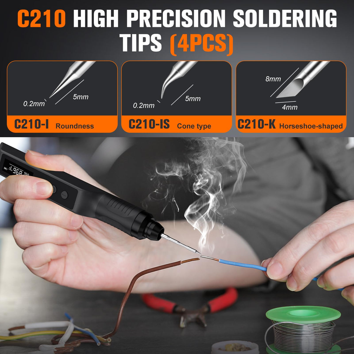 Crtsweker C210 tips set for versatile soldering tasks.