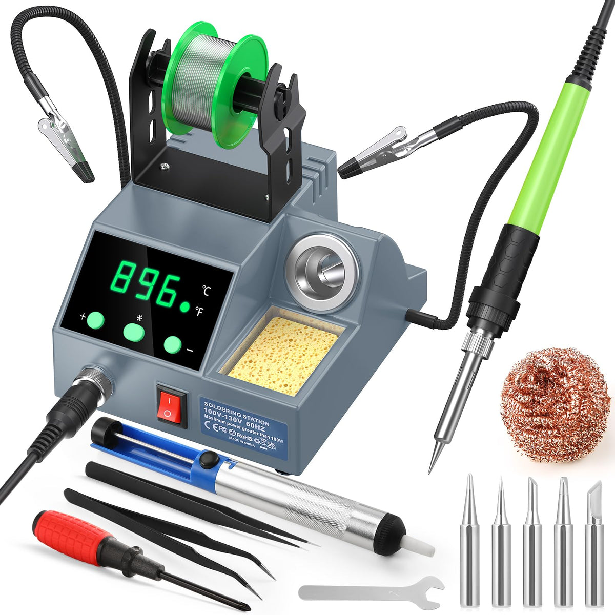 Crtsweker soldering station front view showing compact footprint for tight spaces.
