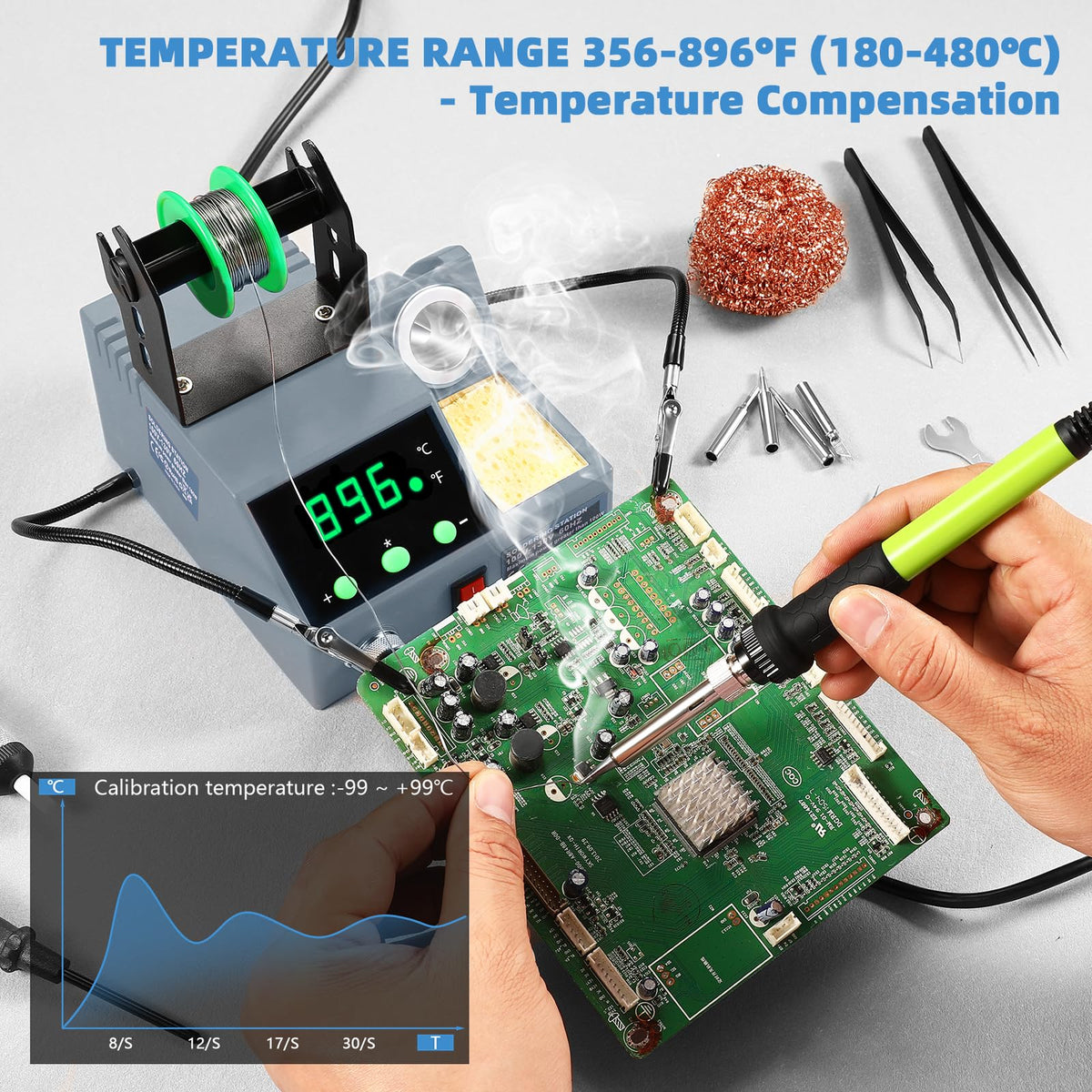 Crtsweker soldering station with helping hands for steady, hands-free work.
