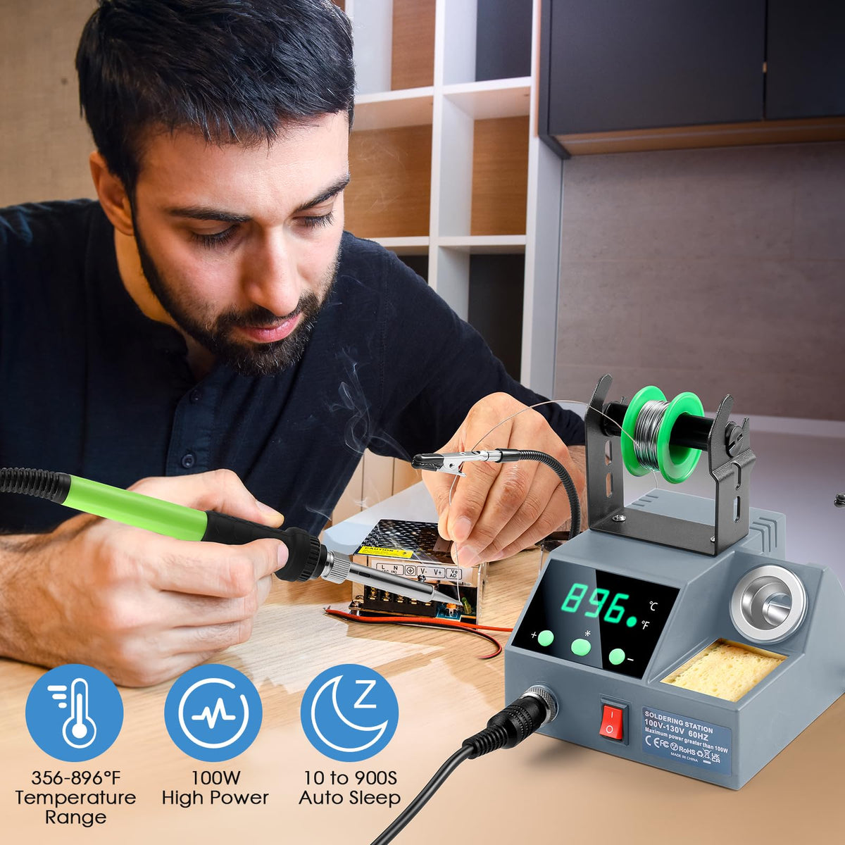 Crtsweker soldering station LED temperature display for precise control.