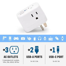 Cruise On six-port outlets with USB-A and USB-C for multiple devices