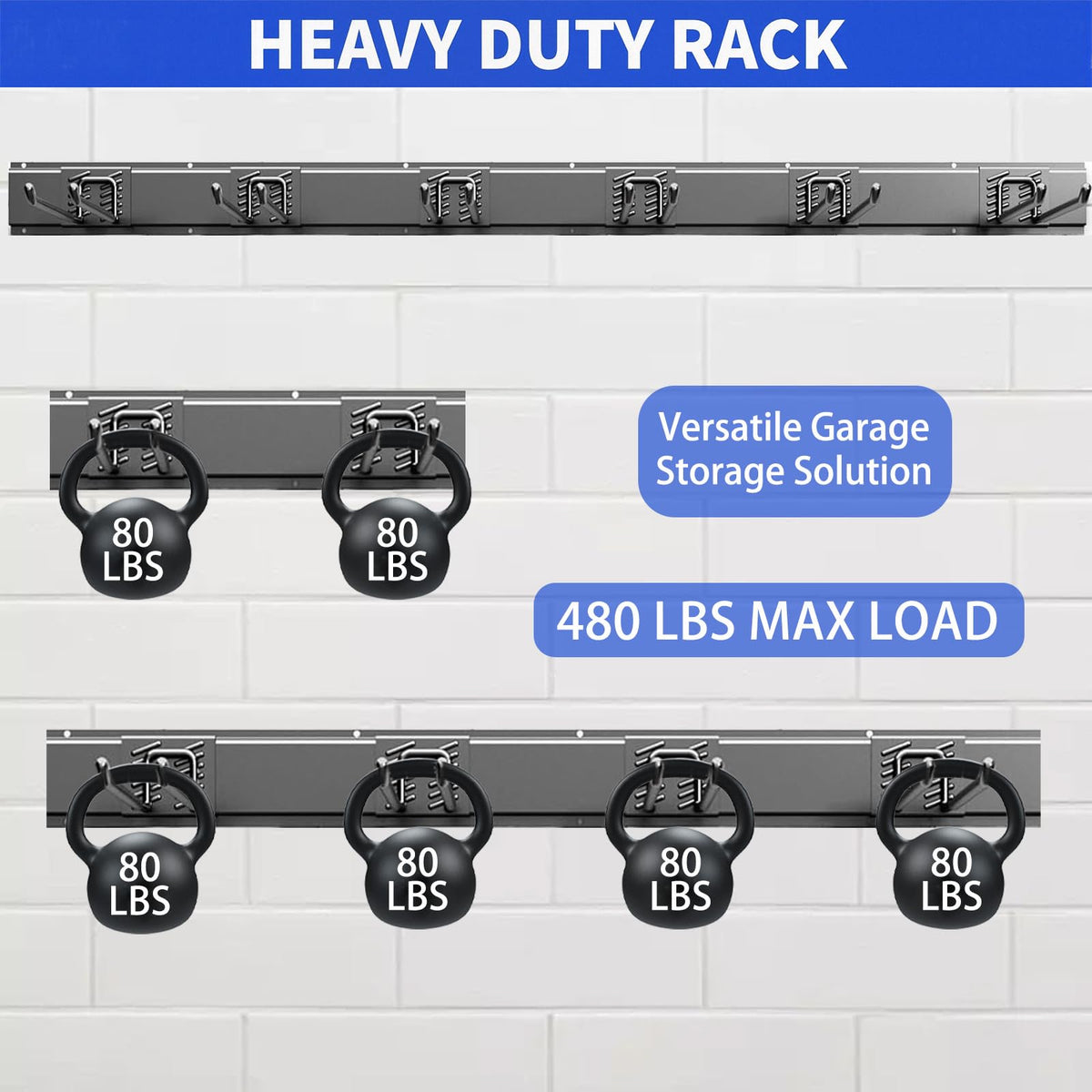 CRXCRC adjustable hooks on garage organizer provide flexible placement.