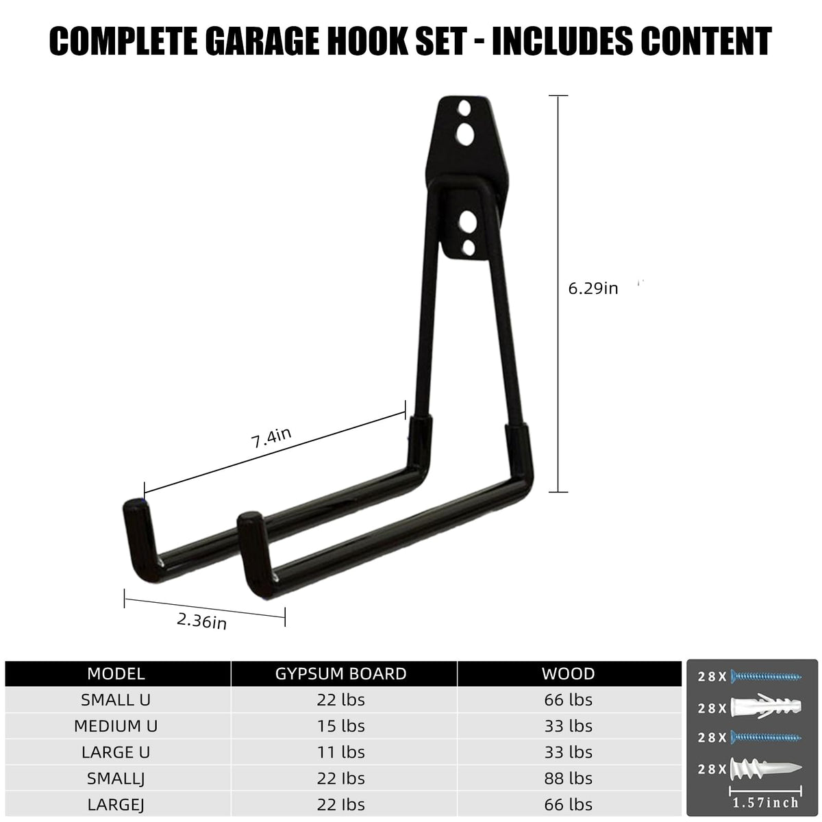 CRXCRC black finish hooks blend into garage walls for organized storage