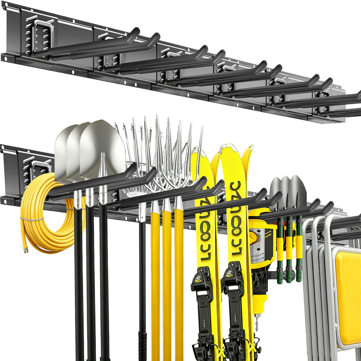 CRXCRC garage tool organizer wall mount, 48-inch rack for space saving.