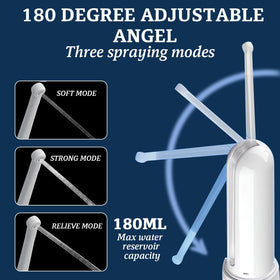 180-degree foldable nozzle demonstrates adjustable spray angles for versatility.