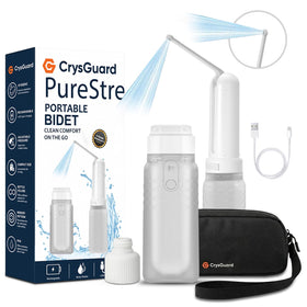 CrysGuard PureStream portable bidet on the go for fresh, convenient cleaning.
