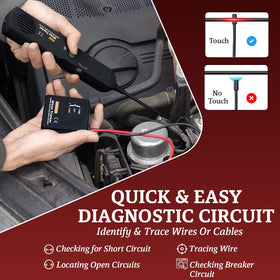 CrysGuard receiver probe follows wire routes behind panels for fast diagnostics.