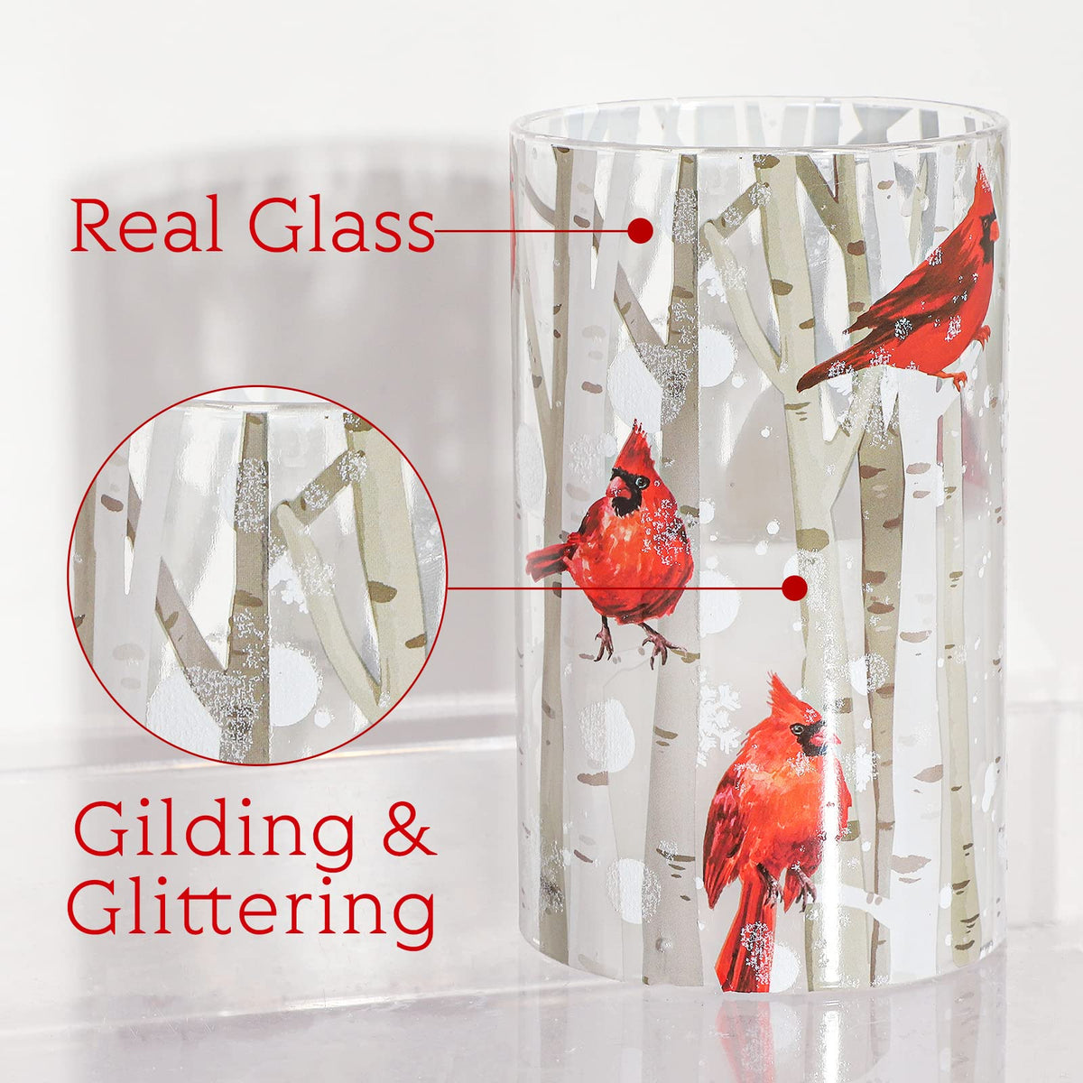 Crystal Club flicker-wick candles mimic real flames.