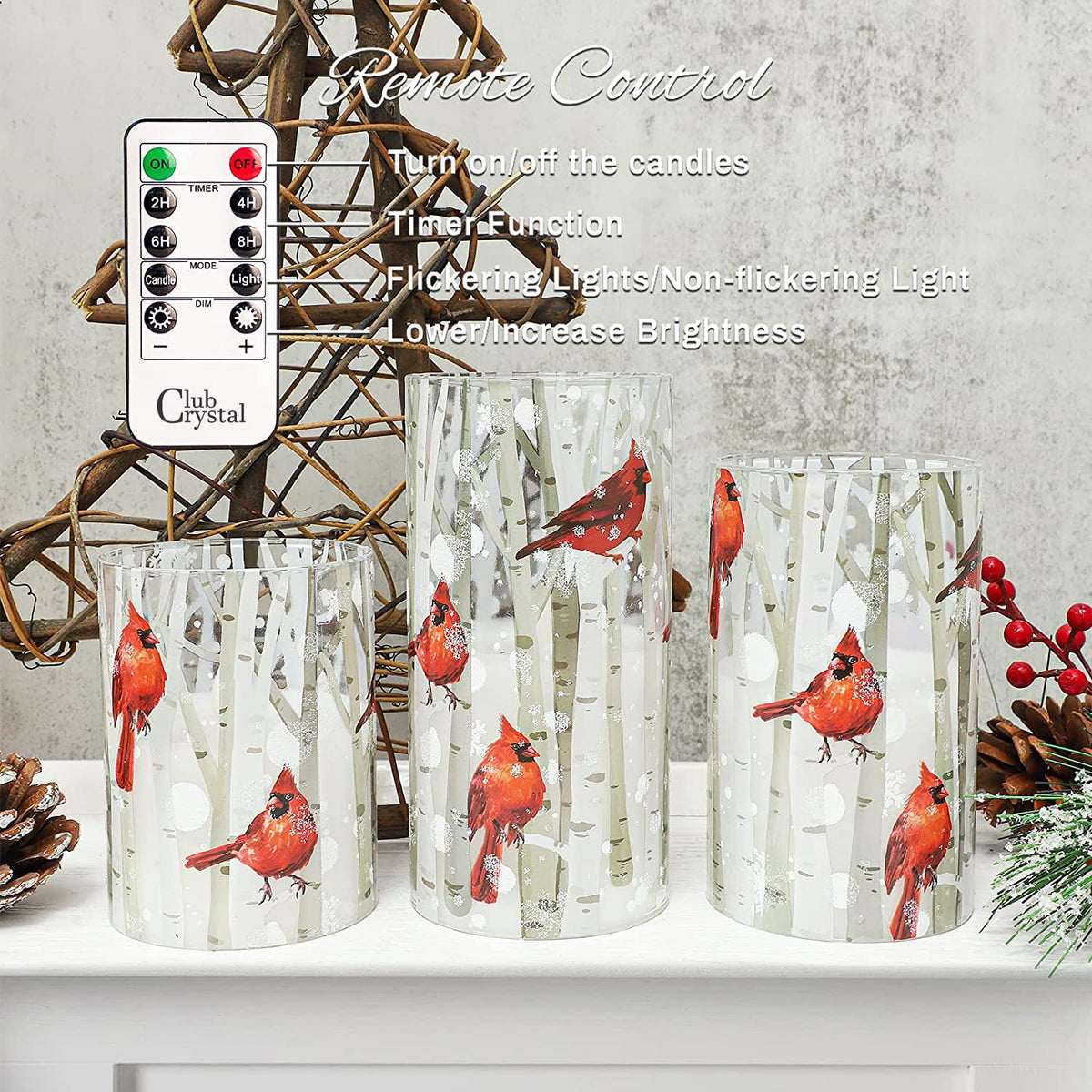 Crystal Club candles come with a remote for effortless ambiance control.