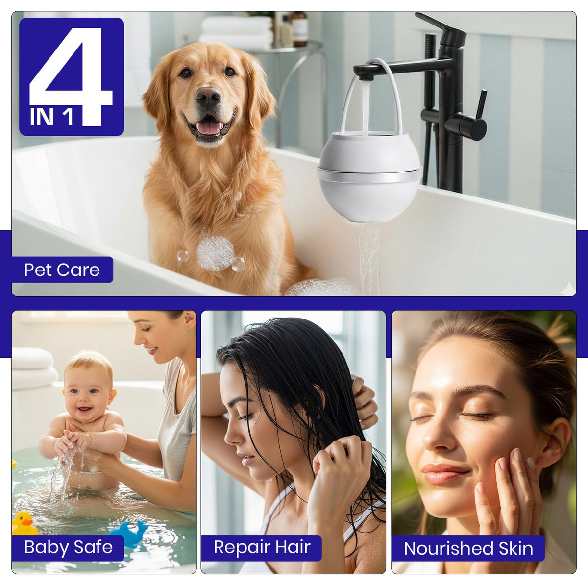 BPA-free Crystal Quest bath ball filter keeps bath water safer