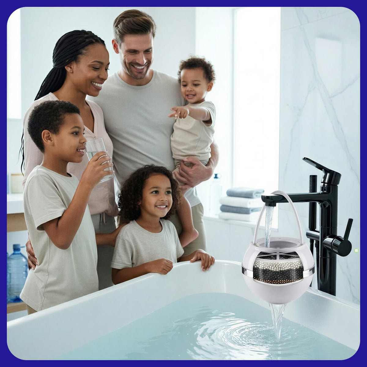 Long-lasting Crystal Quest filter covers many baths before replacement