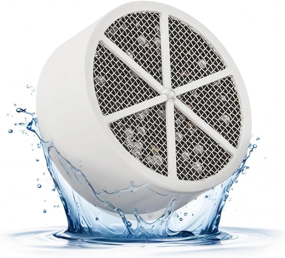 Crystal Quest bath ball replacement cartridge removes chlorine for softer skin and hair.