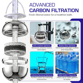 Crystal Quest bath filter chrome removes impurities for clearer bath water