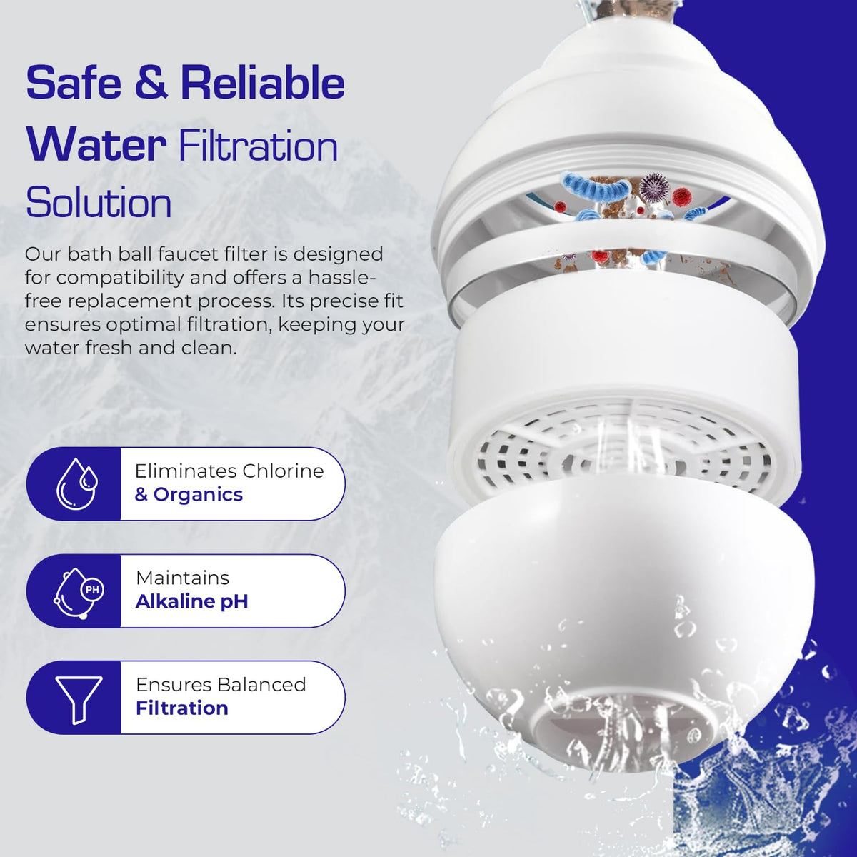 Crystal Quest bath ball filter reduces PFAS for clearer, safer bathing experiences.