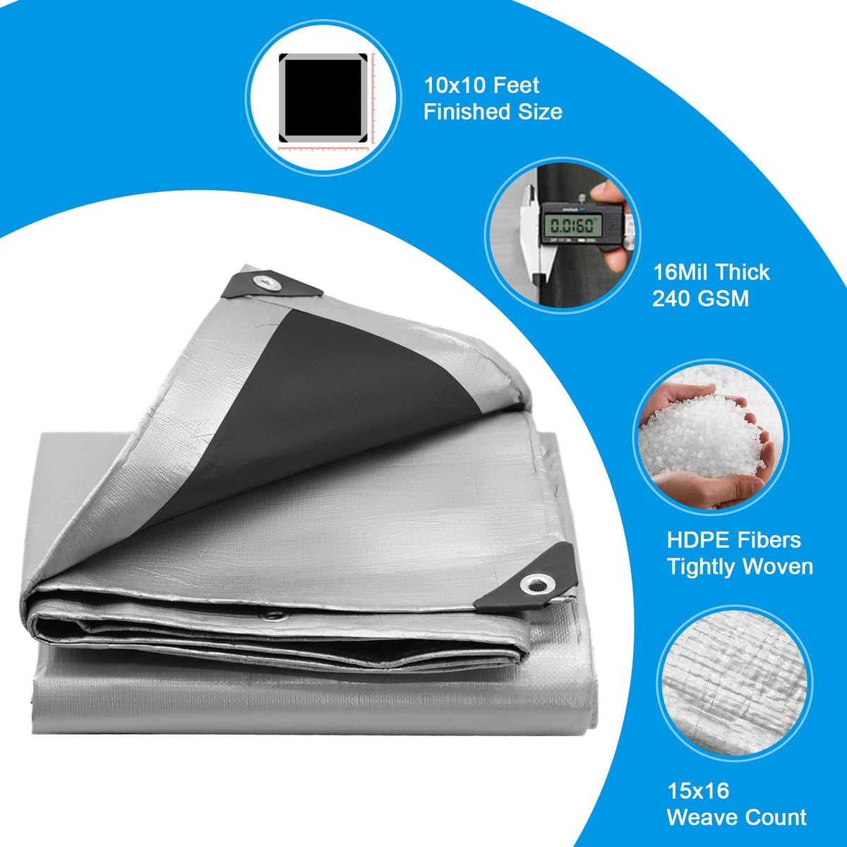 CSCRI tarp heavy-duty waterproof HDPE fabric protects belongings outdoors.