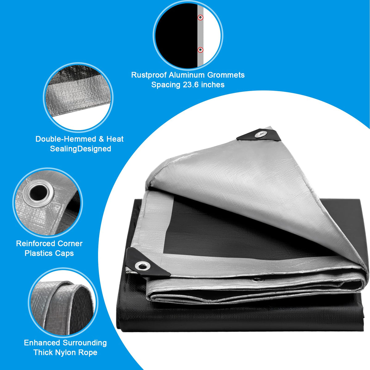 CSCRI tarp reinforced edges and corners prevent tears during heavy winds.