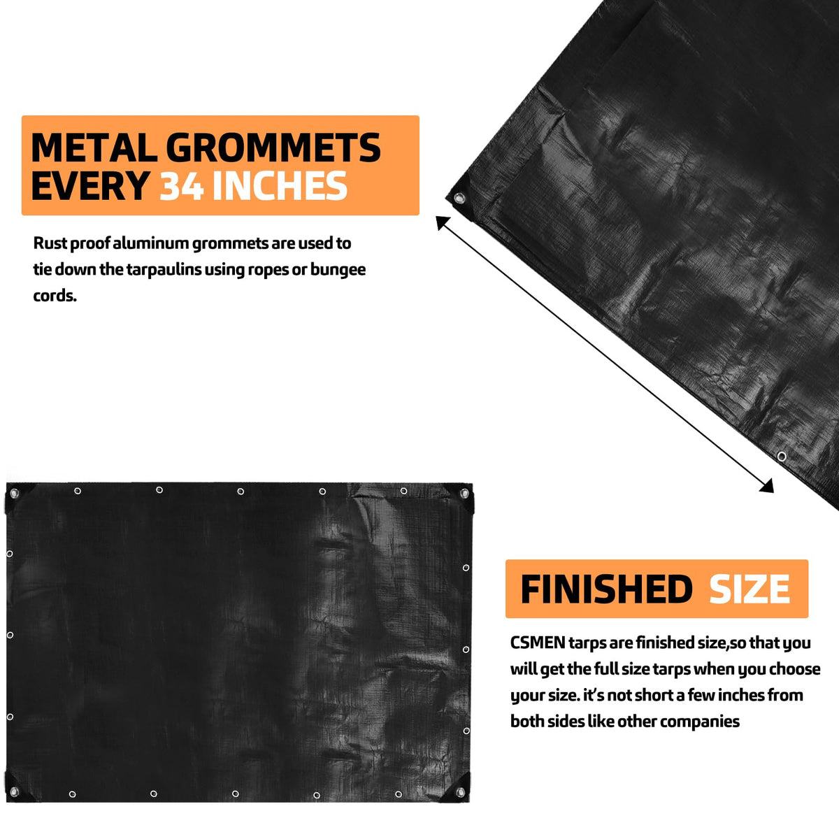 CSMEN multi-use tarp ideal for patio shade, equipment covers, boats.