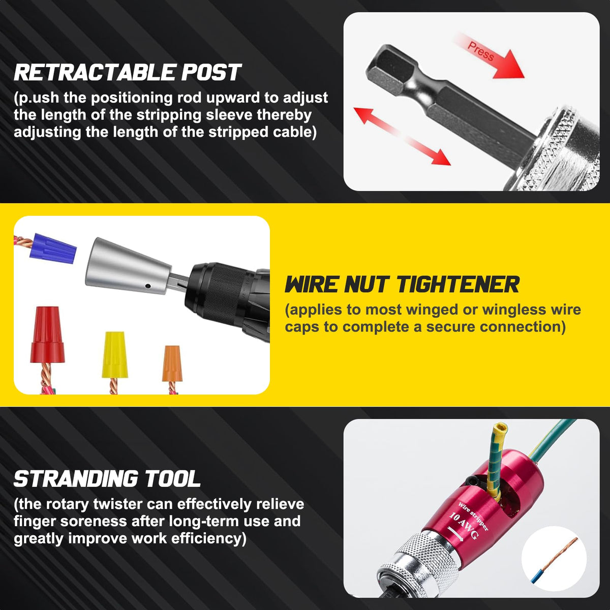 Csyibeielec adjustable stripping length ensures precise wire prep every time